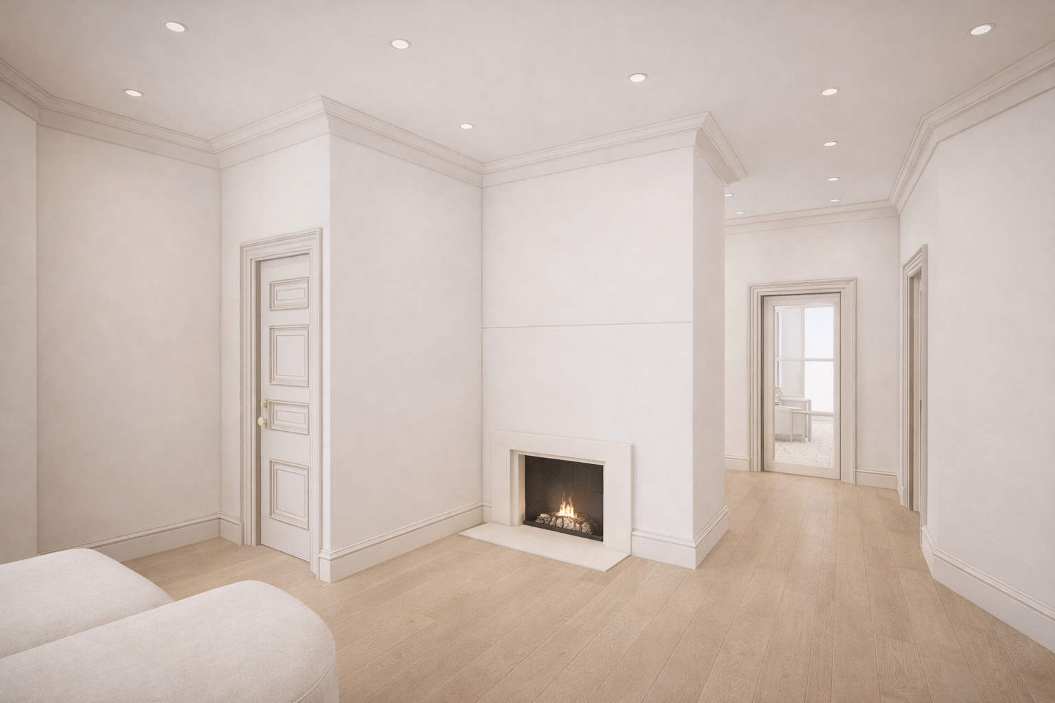 Corner Fireplace Room